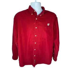 Vesi Sportswear Wisconsin Badgers Button Down Shirt Men’s Size Large Red Cord